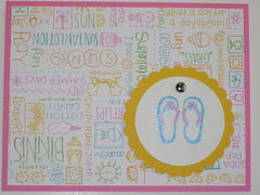 Pink Yellow Summer Flip Flops