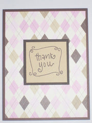 Brown Pink Argyle Thank You