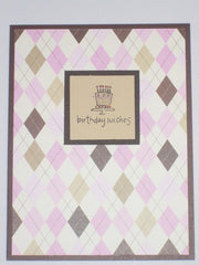 Brown Pink Argyle Birthday
